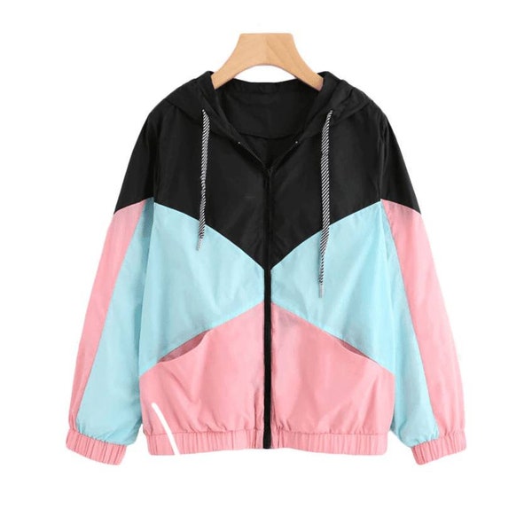 Vintagestyle Retro Jacke Windbreaker Regenjacke Streetwear 80er 90er unisex