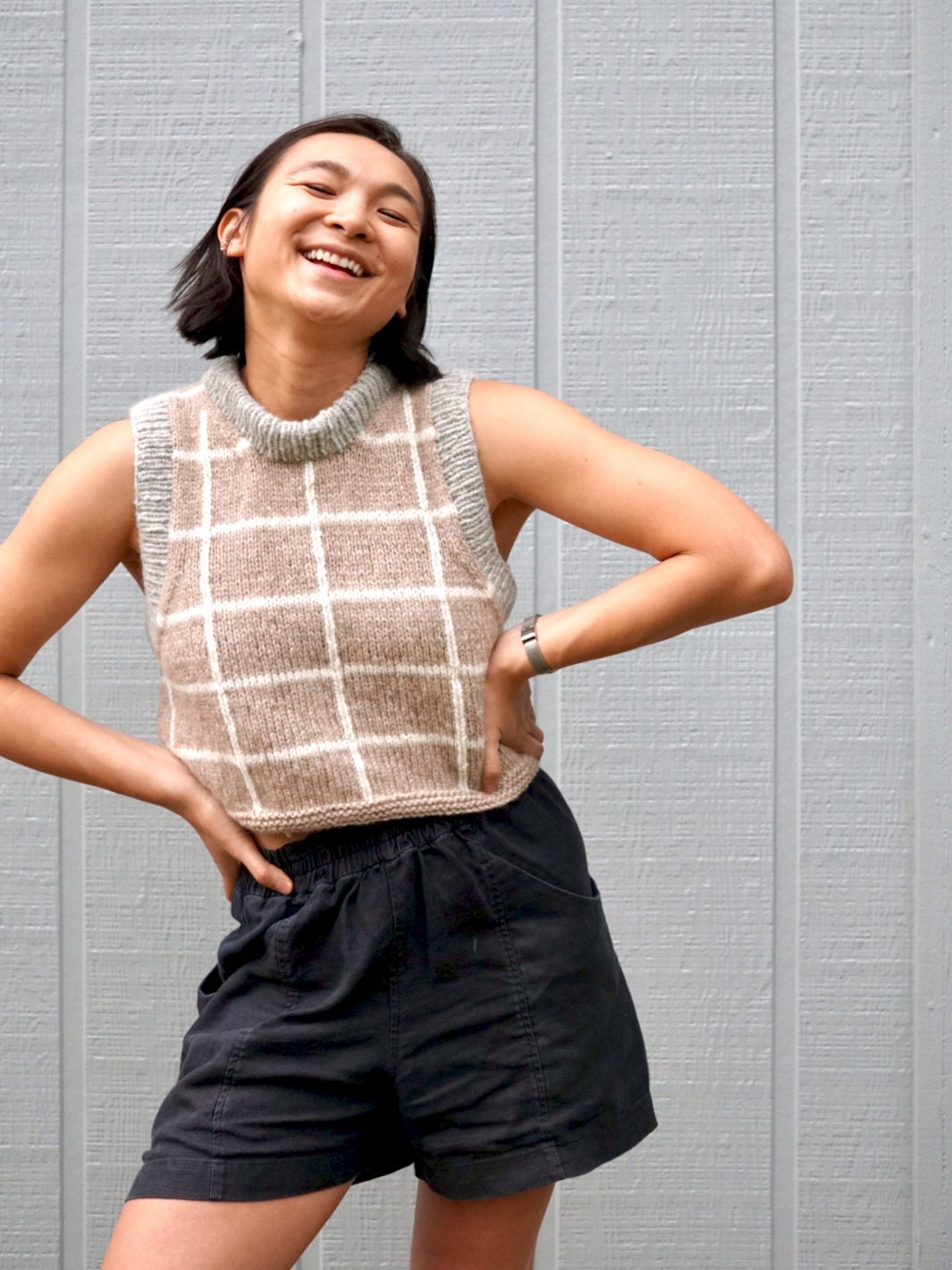 Windowpane Vest Knitting Pattern Digital Download Cropped | Etsy