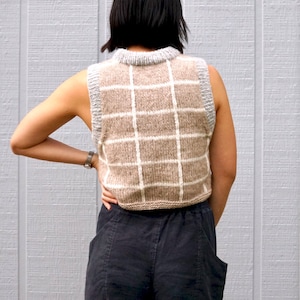 Windowpane Vest Knitting Pattern | Digital Download | Cropped Slipover ...