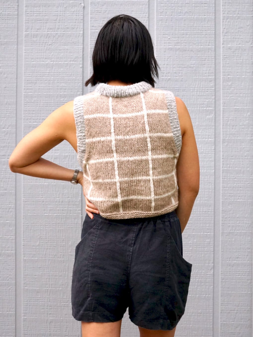 Windowpane Vest Knitting Pattern Digital Download Cropped Slipover ...