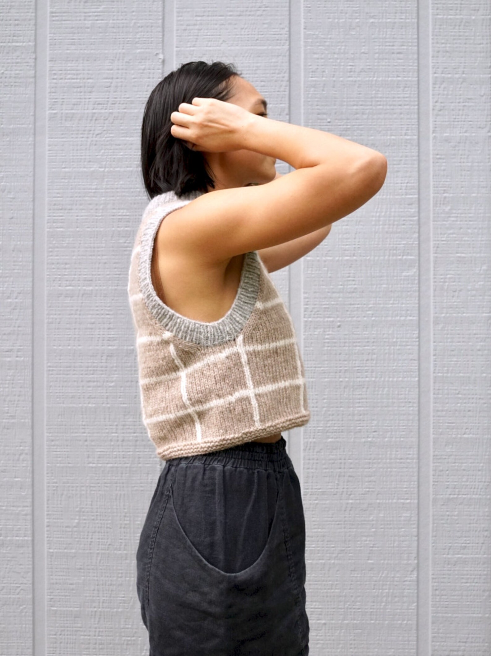 Windowpane Vest Knitting Pattern | Digital Download | Cropped Slipover ...