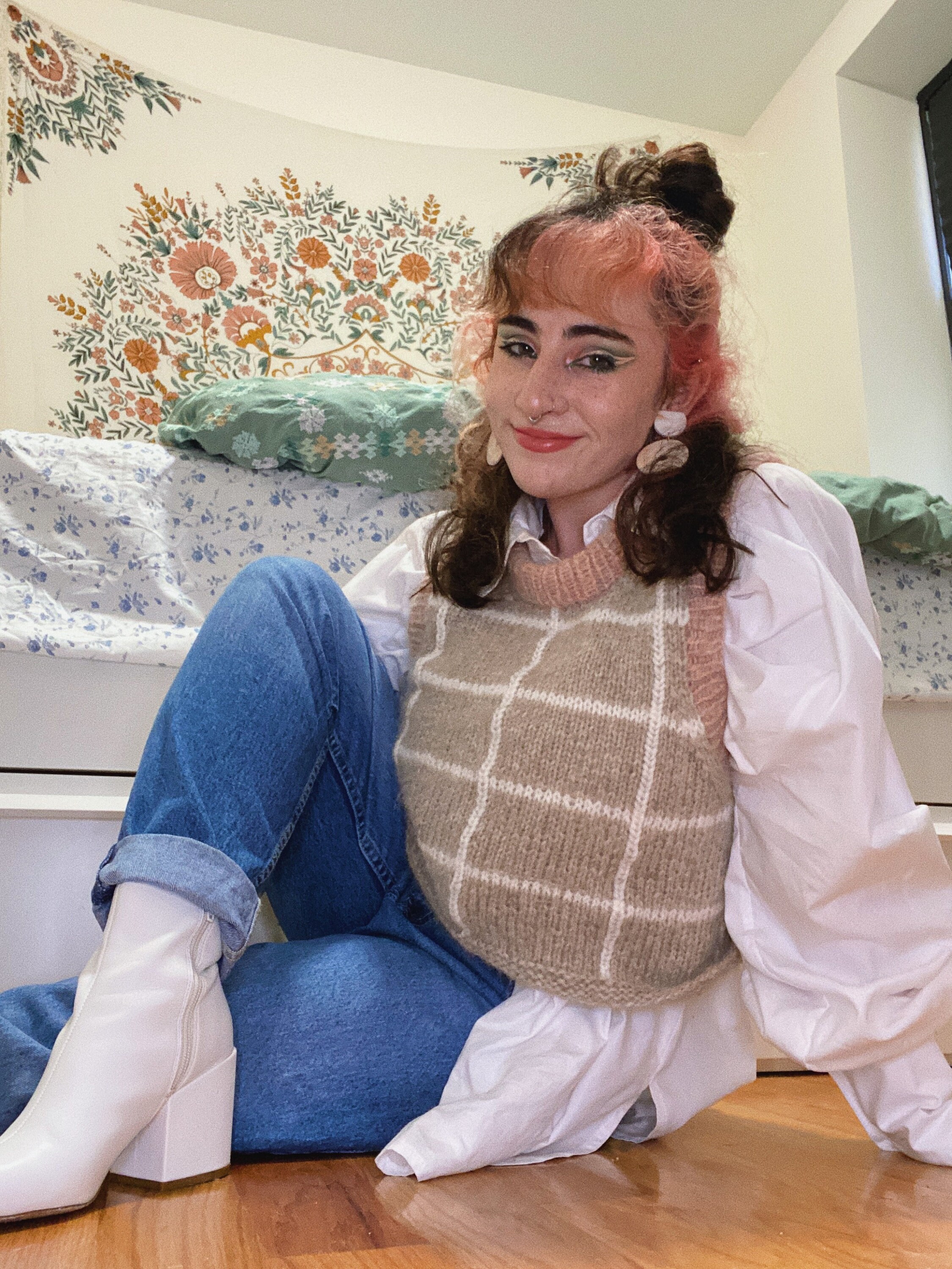 Windowpane Vest Knitting Pattern Digital Download Cropped | Etsy