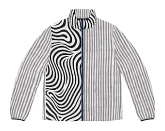 Stripes Puffer Jacket, Winter Coat, Outerwear, Men's Fashion, Gift for Him, Ethnic Design