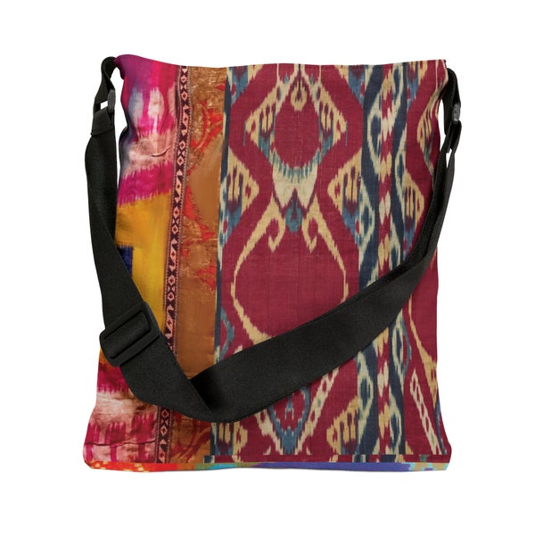 Ikat Bohemian Tote Bag with Zipper Gift for Her