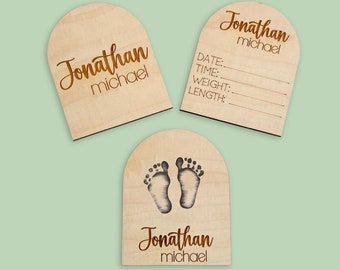 Baby Name Sign, Birth Stats Sign, Footprint Sign, Baby Name Announcement, Hospital Name Sign, Newborn Name, Baby Shower Gift for Newborn,