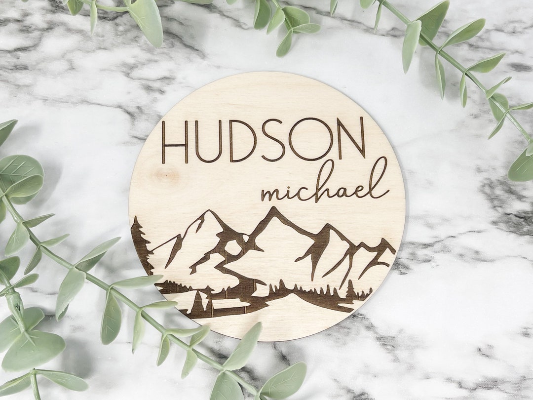 Mountain Baby Name Sign Announcement, Baby Name Sign Birth Reveal ...