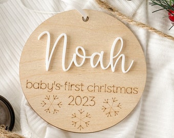 Première décoration de Noël 2023 de bébé, cadeau de naissance pour Noël, décoration personnalisée pour bébé, cadeau de naissance personnalisé, 1er Noël de bébé