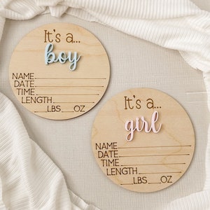 Surprise Gender Reveal Sign, It's A Boy Announcement, It's A Girl, Birth Stat Sign, Baby Name Sign, Gender Reveal Idea, Baby Shower Gift image 1