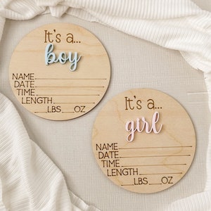 Überraschung Geschlecht offenbaren Zeichen, es ist ein Junge Ankündigung, es ist ein Mädchen, Geburt Stat Zeichen, Baby Namensschild, Geschlecht offenbaren Idee, Baby-Dusche-Geschenk