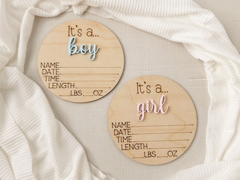 Surprise Gender Reveal Sign, It's A Boy Announcement, It's A Girl, Birth Stat Sign, Baby Name Sign, Gender Reveal Idea, Baby Shower Gift image 1