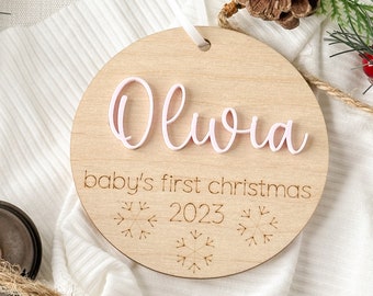 Première décoration de Noël 2023 de bébé, cadeau de naissance pour Noël, décoration en bois personnalisée pour bébé, souvenir pour nouveau-né, baby shower