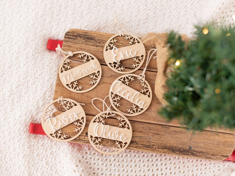 Wooden Snowflake Ornaments, Christmas Tree Decorations, Snowflake Ornament, Wooden Ornaments, Custom Ornament, Christmas Gift image 5