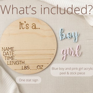 Surprise Gender Reveal Sign, It's A Boy Announcement, It's A Girl, Birth Stat Sign, Baby Name Sign, Gender Reveal Idea, Baby Shower Gift image 2