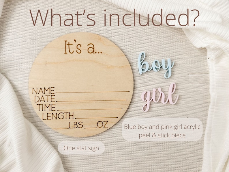 Surprise Gender Reveal Sign, It's A Boy Announcement, It's A Girl, Birth Stat Sign, Baby Name Sign, Gender Reveal Idea, Baby Shower Gift image 2