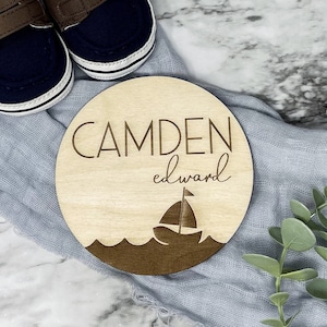 Nautical Name Sign, Baby Name Announcement, Ocean Nursery Decor, Baby Shower Gift for Boy, Nautical Nursery Name Sign, Newborn Keepsake