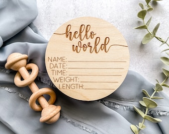 Hello World Sign, Birth Stats Sign, Baby Name Announcement, Hospital Name Sign, Newborn Wood Sign,Surprise Gender, Baby Name Sign, Keepsake