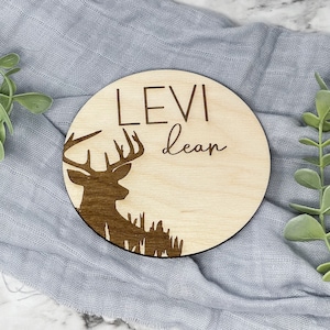 Deer Baby Name Sign Announcement, Deer Nursery Decor, Wood Baby Name Announcement, Country Nature Nursery Decor, Baby Shower Gift for Mom