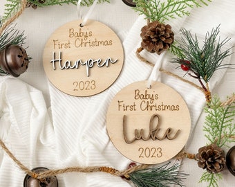 Baby's First Christmas Ornament 2025, New Baby Gift for Christmas, Wooden Personalized Ornament for Baby, Keepsake for Newborn, Baby Shower