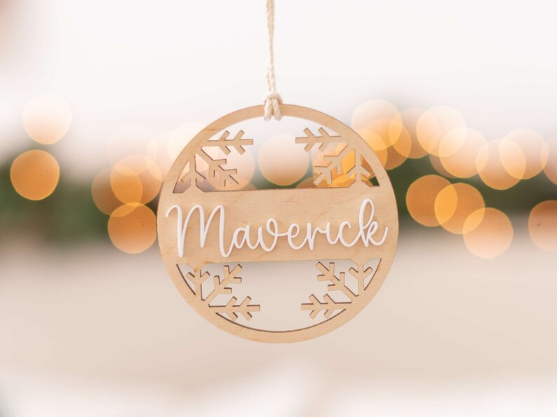 Wooden Snowflake Ornaments, Christmas Tree Decorations, Snowflake Ornament, Wooden Ornaments, Custom Ornament, Christmas Gift image 2