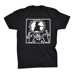 ☆KIRSH☆ Uni hand drawing logo wording t-shirt black Keith Haring Shirt, Keith Haring T-shirt, Pop Art T-shirt