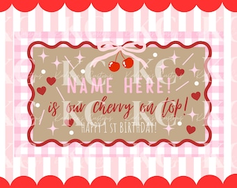 Cherry On Top Birthday Banner Mockup | Gingham Template (Digital Download)