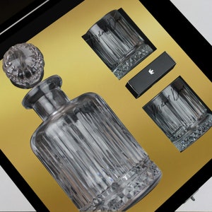 Personalized Whiskey Glass Set with Whiskey Glasses Decanter and Stones  UV Relief Printing  Customized Gift for Boyfriend Husband Brother