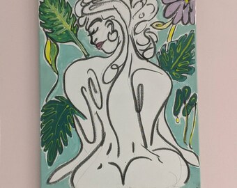 Körperarbeit - Acryl und Ölpastell auf Leinwand