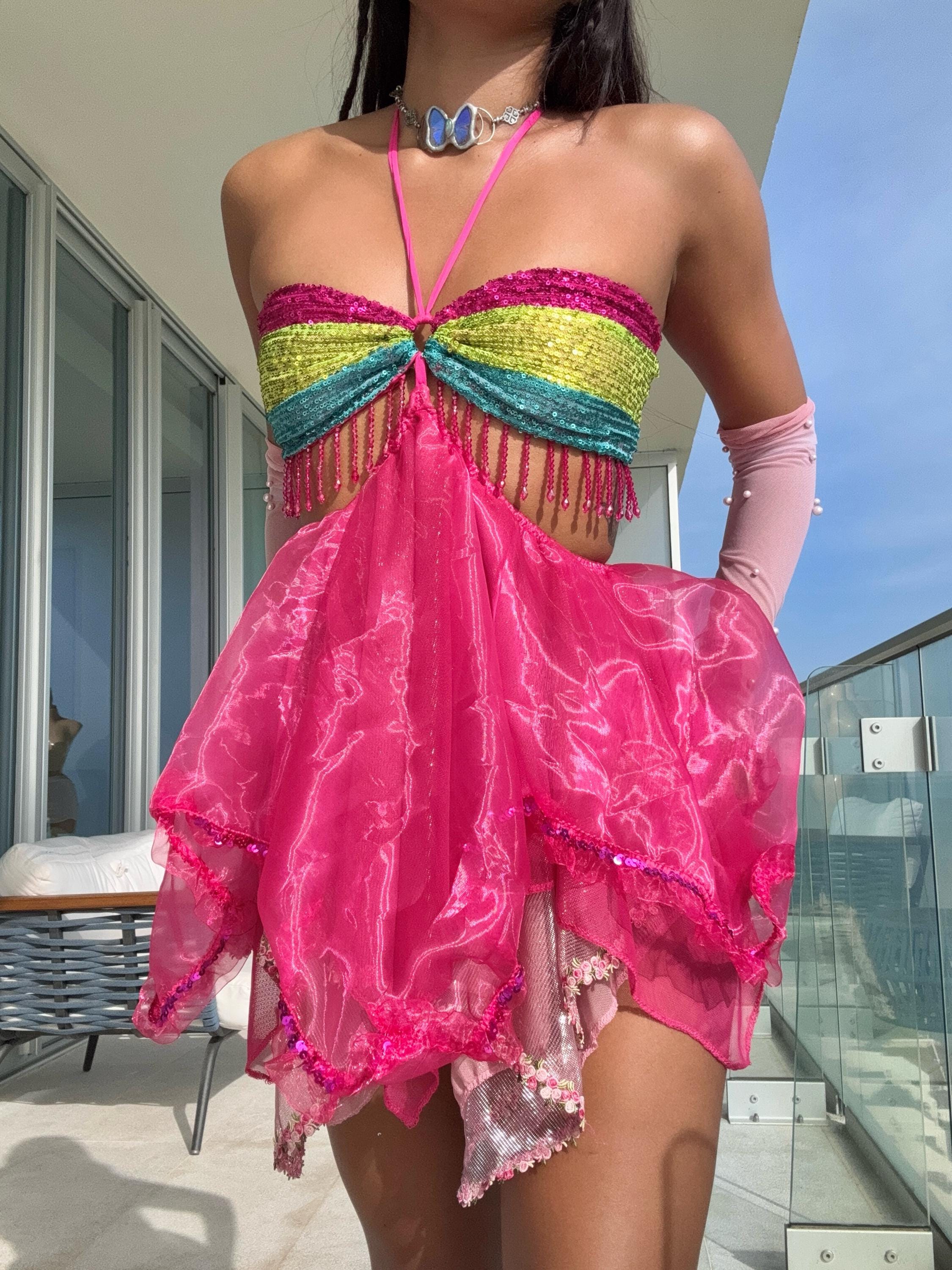 Winx Costume Women's Flora Cosplay Fairy Costume Outfit Corset Top And  High-low Skirt With A Pair Of Wings (XS Winx Club