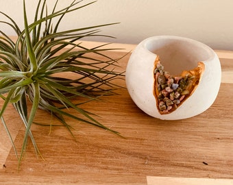 Dragon Blood Stone  | Small Geode Air Plants Pot | Tea light Candle Holder | Genuine Crystal