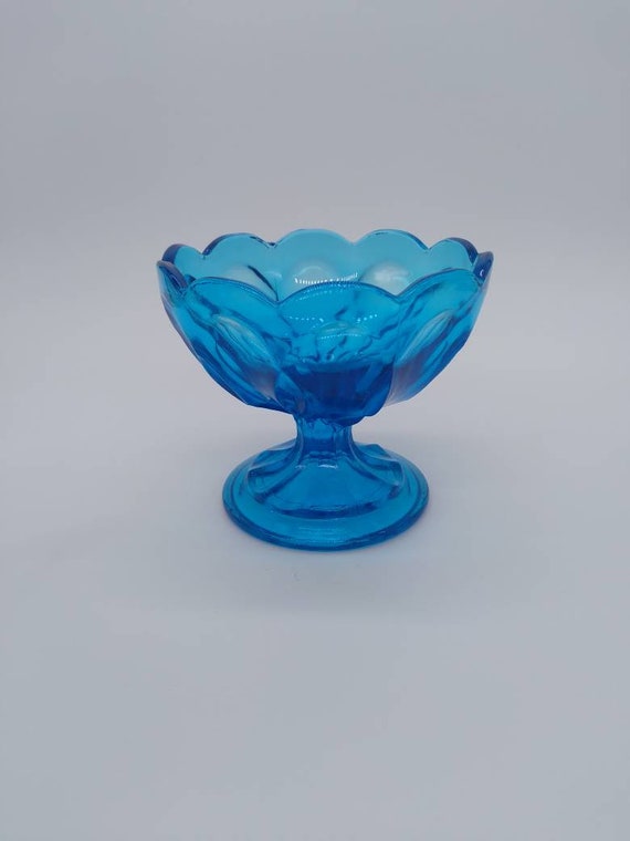 Vintage Anchor Hocking Blue Uranium Fairfield Ice Cream Compote