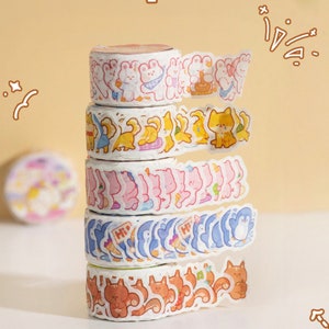 Cute Animal Washi Sticker Roll | Bande Washi Tape Sticker Roll