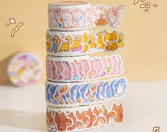 Cute Animal Washi Sticker Roll | Bande Washi Tape Sticker Roll