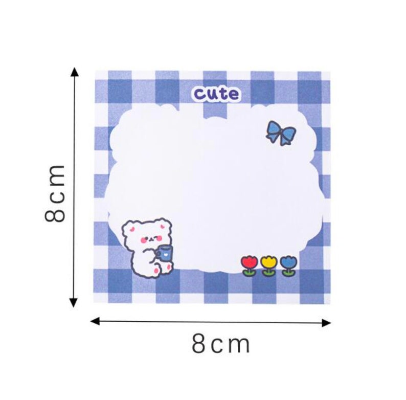 Cute Bear Memo Pads Sticker Note 80 Sheets Kawaii Mini Note | Etsy