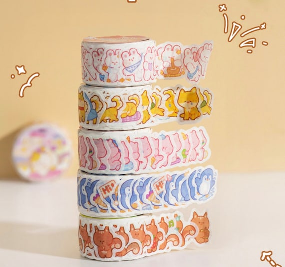 Kawaii Washi Tape Set, Cute Cartoon Printed Wide Washi Masking Tape Sticker  Decorative Label for Scrapbook, DIY Crafts, Bullet Journal Supplies