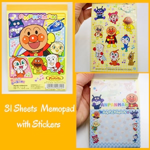 Anpan-man Memopad with Stickers| 31 Sheets Memo-pad + 1 Sticker Sheet