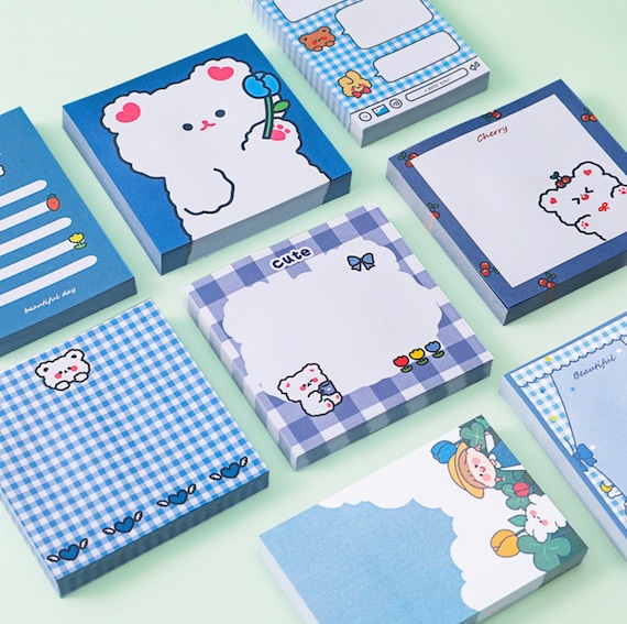 Cute Bear Memo Pads Sticker Note 80 Sheets Kawaii Mini Note - Etsy
