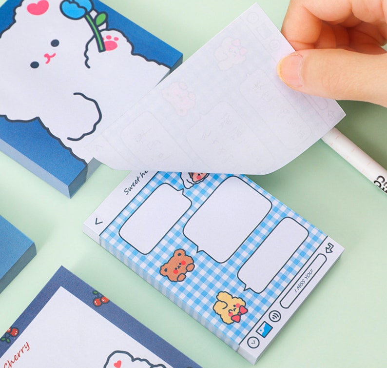 Cute Bear Memo Pads Sticker Note 80 Sheets Kawaii Mini Note | Etsy