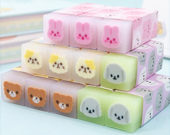 Kawaii Animal Erasers | Rabbit, Bear, Cat, and Dog Erasers