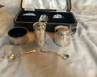 Jaren 1930 Zilveren boxed kruiderij set