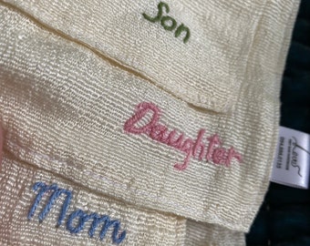 Non-dyed raw silk face towels with names embroidered, family washcloths set doesn't overdry your skin, baby soft washcloths