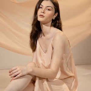 Washable Silk Short Dress | Habotai Silk Slip Dress | Pure Silk Mini Dress | Sleep wear Sexy Dress | Womens Dresses