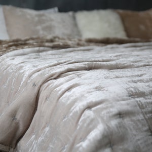 Silk Velvet Quilt Bedspread| Custom Size Personalized Blanket| King Queen Full Oversized Comforter| Best Gifts for Mother/Father/Parents