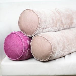 Fundas de almohada de terciopelo de seda personalizadas con ribetes / Funda de almohada larga para sofá / Funda de almohada con cremallera invisible