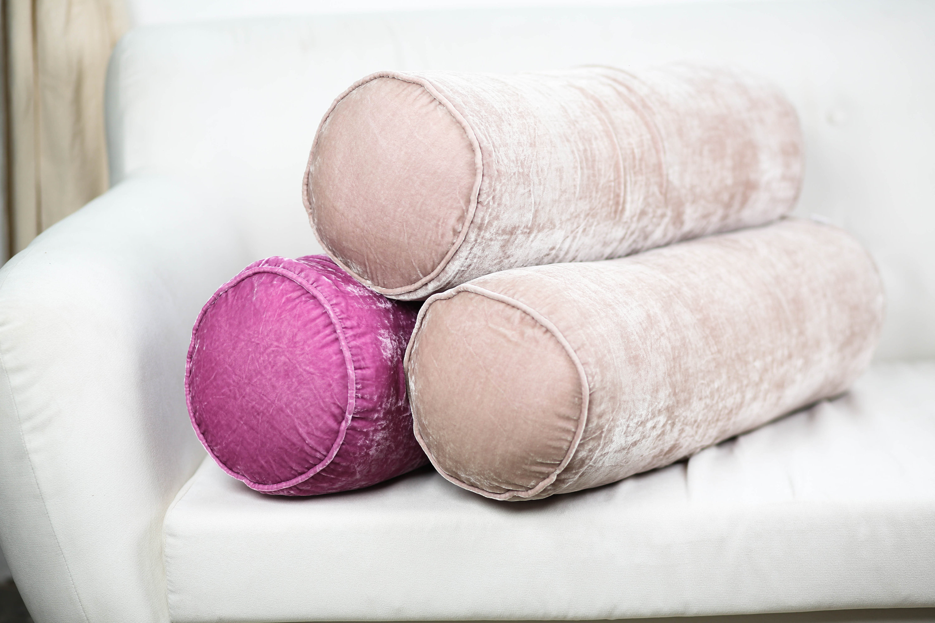 Custom Silk Velvet Bolster Pillow Cover: Long Couch Pillowcase