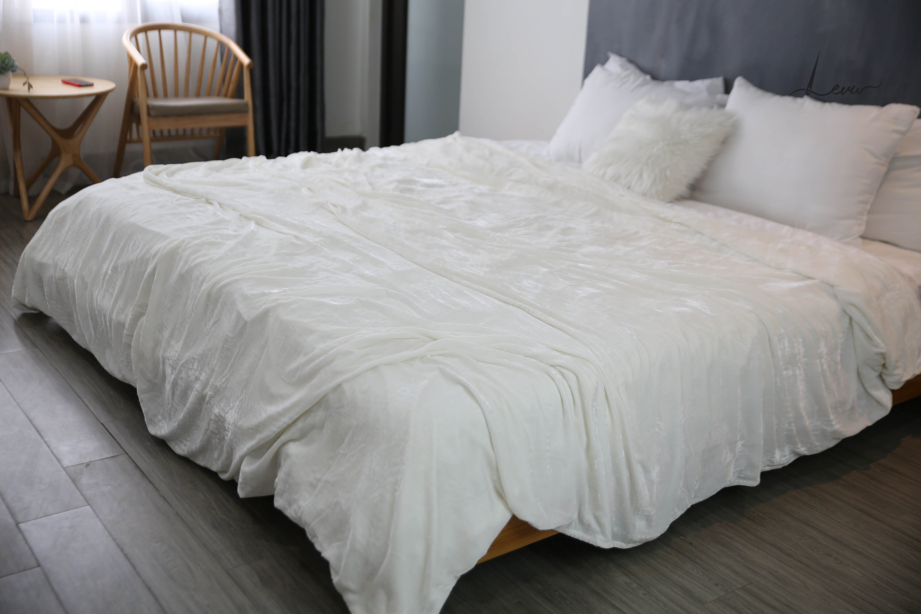 White Silk Velvet Duvet Cover for Bedroom Bedspread Hand Etsy