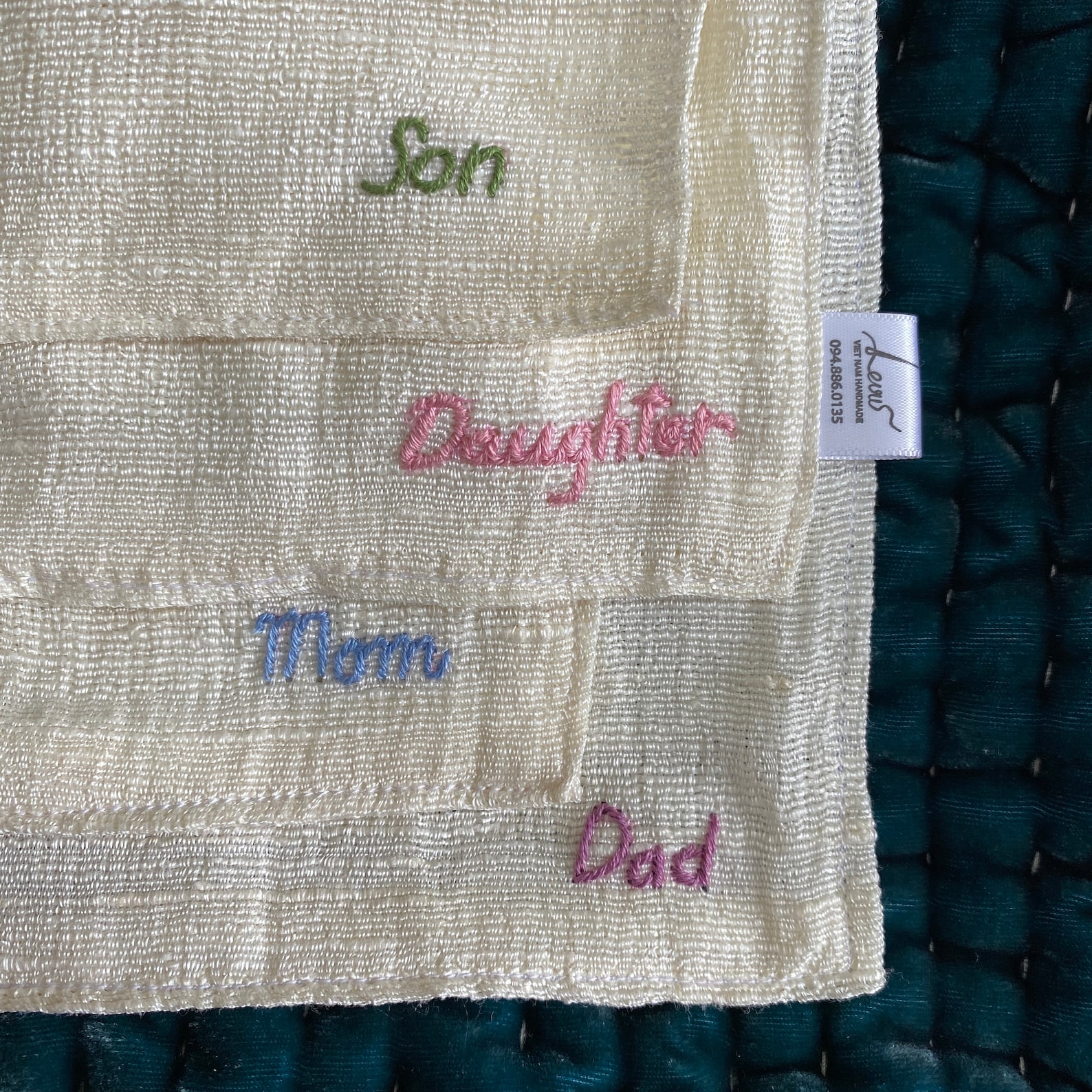 Nondyed Raw Silk Face Towels With Names Embroidered Family Etsy