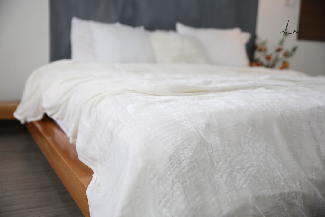 White Silk Velvet Duvet Cover for Bedroom Bedspread Hand Etsy