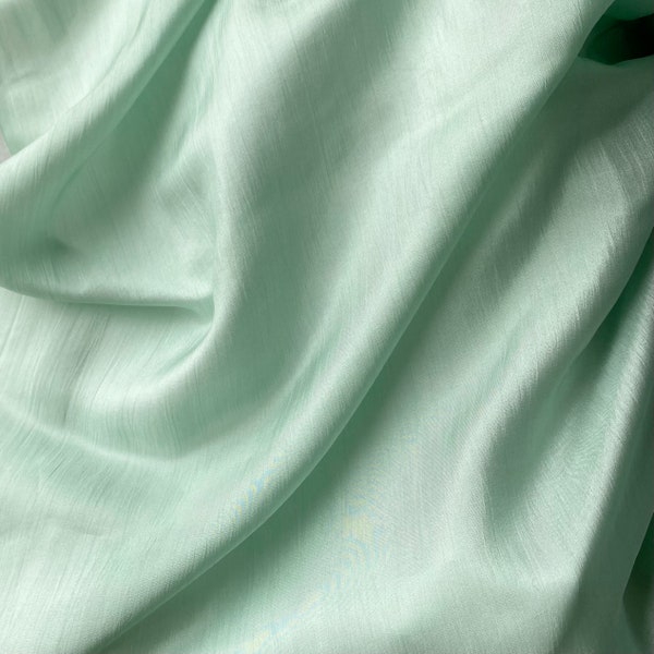 Mint Green Mulberry Silk 30g fabric | Pure Silk Handmade From Vietnam | Habotai Silk Fabric Making Dress | Natural Silk 12 MM Fabric