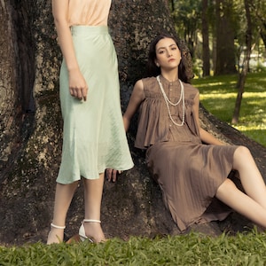 Mulberry Silk Long Skirt For Woman | Pure Silk Long Fishtail Skirt | Flowy Mulberry silk skirt for women