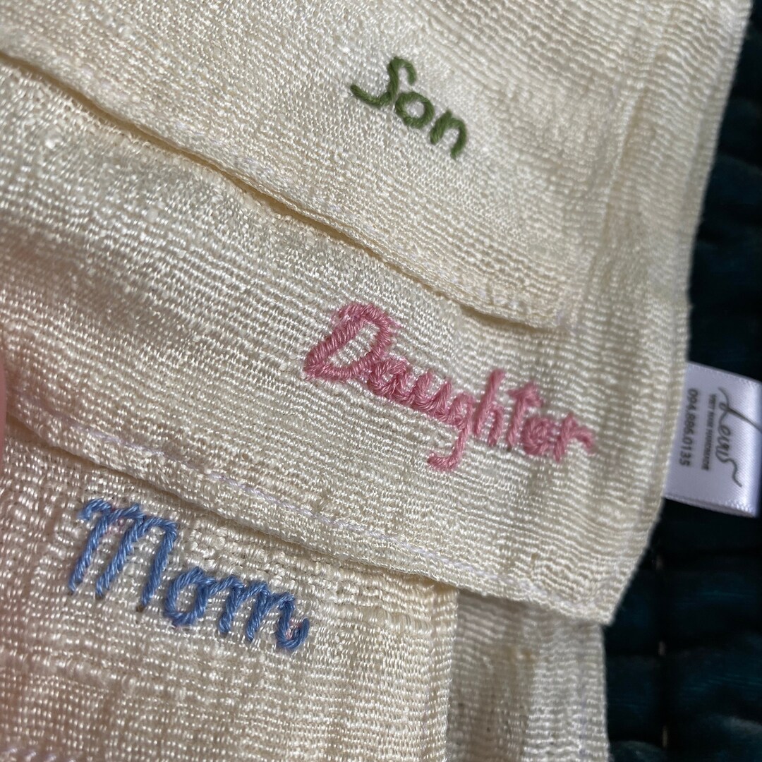 Nondyed Raw Silk Face Towels With Names Embroidered, Family Washcloths Set Doesn't Overdry Your